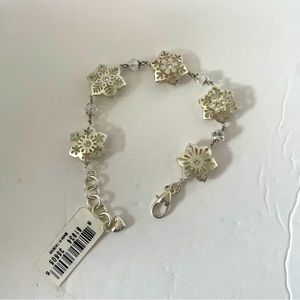 NWT Brighton Winter frost brushed silver tone bracelet with crystal rhinestones